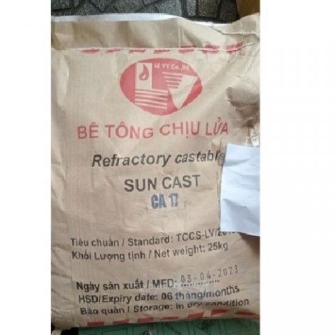 Bê tông chịu nhiệt (bê tông chịu lửa) từ 1500 - 1700 độ C bao 25kg