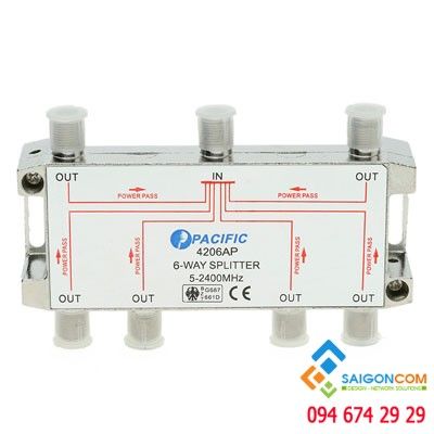 Bộ chia tín hiệu truyền cáp tivi vào 1 ra 6  PACIFIC 4206AP