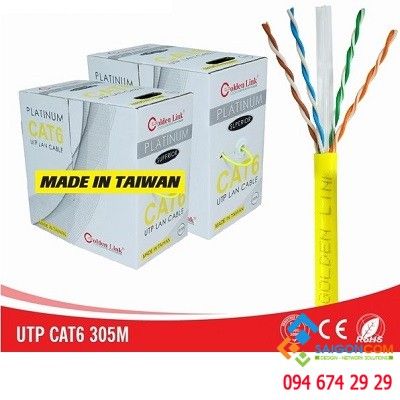 Dây cáp mạng Golden link UTP CAT6 platinum- màu vàng