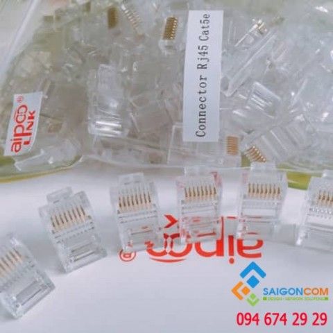 Đầu Aipoolink RJ45 CAT5E chống nhiễu- Đồng100% (OFC 100%)