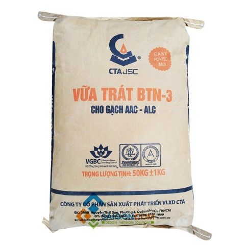 Vữa Trát CTA BTN-3 M75 vữa khô trộn sẵn gốc xi măng