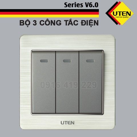 Bộ 3 công tắc điện 1 chiều Uten V6.0GK31