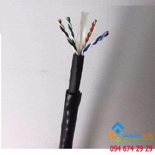 Cáp mạng ngoài trời Hosiwell CAT6 UTP (23 AWG, 305m/thùng, Black) | PN: 30022-D-BK