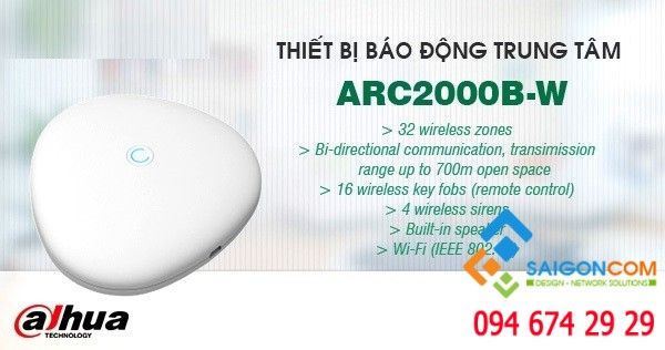 Thiết bị báo động trung tâm không dây gia đình DAHUA ARC2000B-W