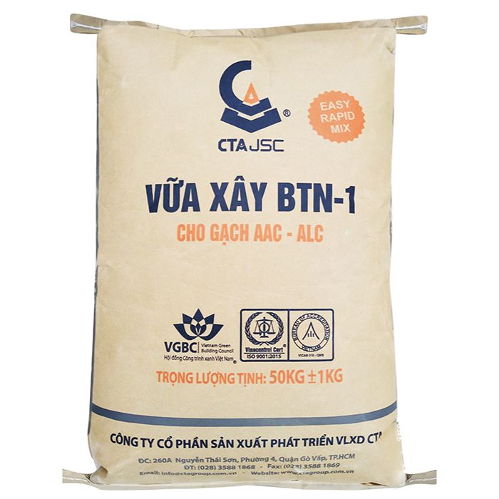 Vữa khô trộn sẵn CTA BTN-1 M100 vữa xây trộn sẵn