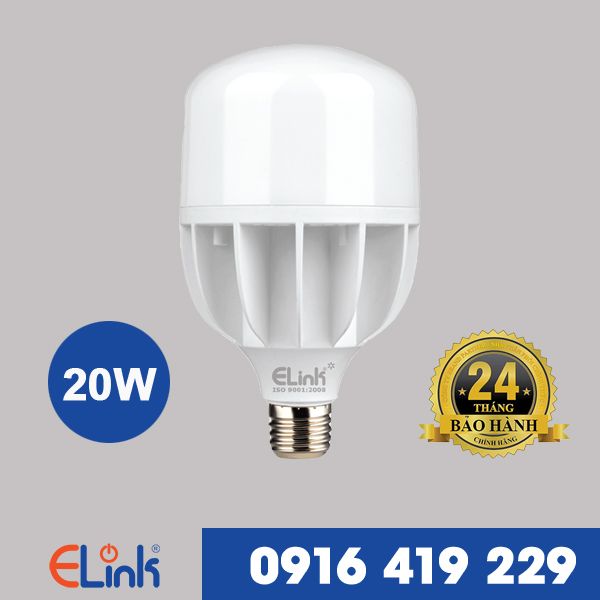 Bóng Đèn LED Bulb trụ nhựa ELINK 20W  ánh sáng trắng | EBTN-20T