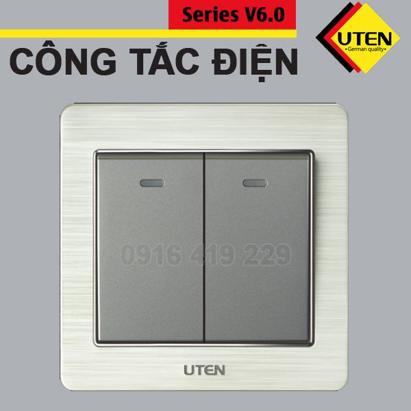 Bộ 2 công tắc điện 1 chiều Uten V6.0GK21